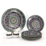 سرویس پذیرایی 9 پارچه مقصود طرح ترنج سرمه ای ورژن 1